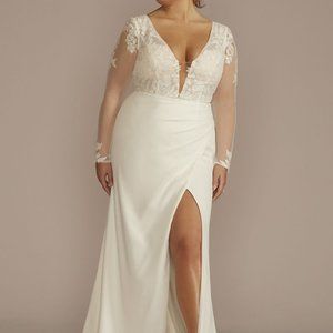 recycled lace sheer long sleeve wedding dress STYLE# RWG4078